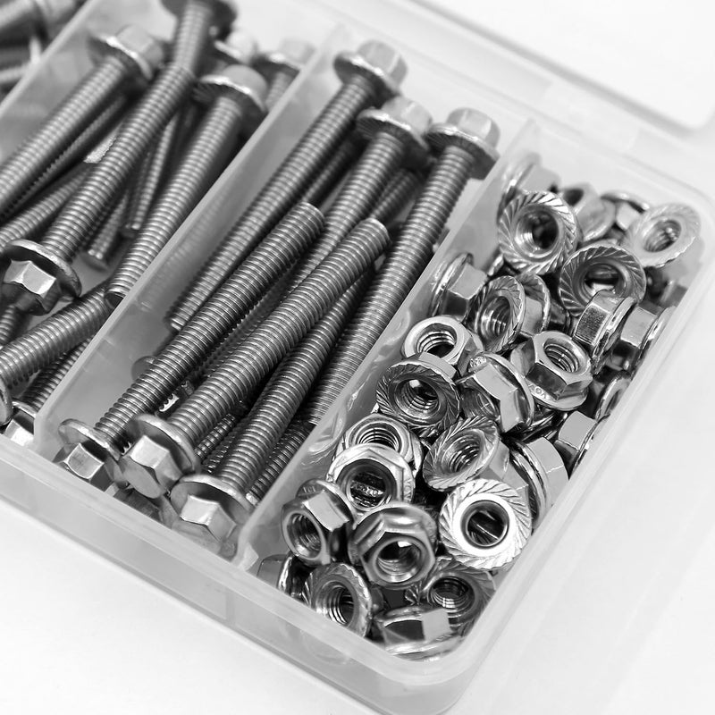 YEEZET 112PCS M6 Stainless Steel 304 Flanged Hex Head Bolts and Nuts kit 10mm 20mm 30mm 40mm 50mm - Image 3